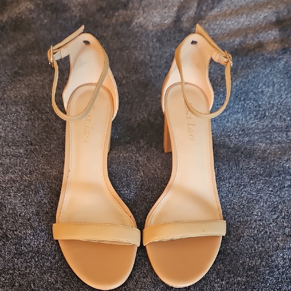 Essex Lane Beige Ankle Strap Heels